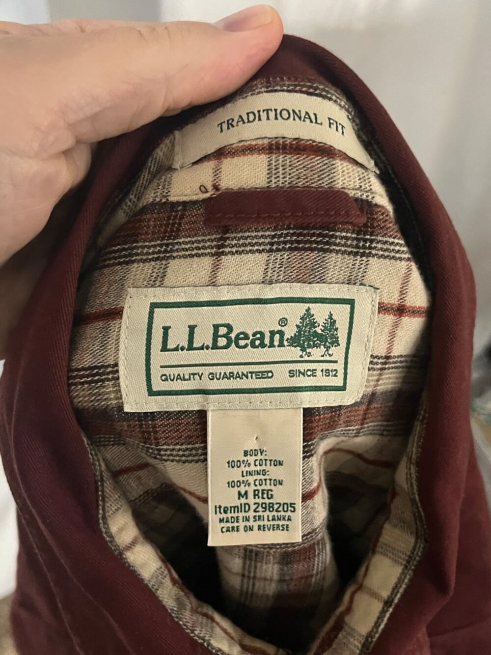 🧥 L.L. Bean Men’s Burgundy Flannel Lined Hurricane Shirt Shacket M Medium 🍂 - Picture 5 of 5